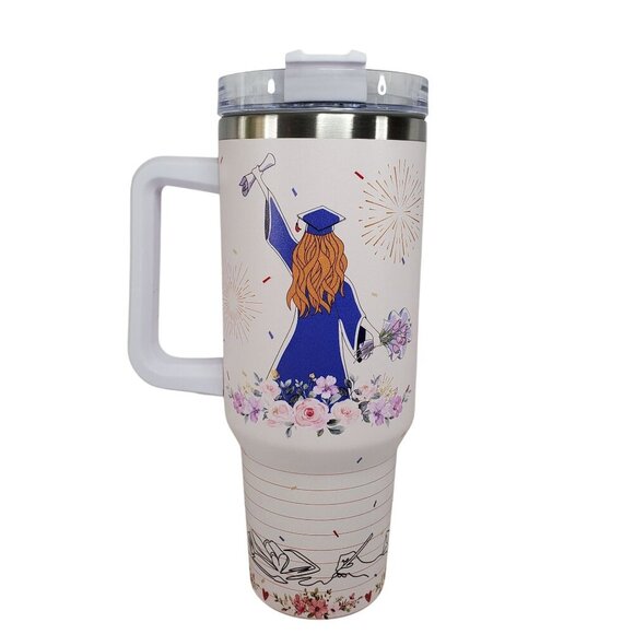 Graduation Gift Insulated Travel Tumbler With Handle 40oz Large Capacity - Picture 1 of 4